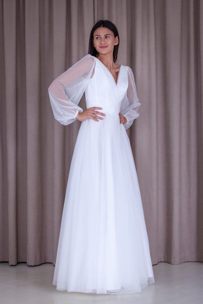 Floor Length V-Neck Chiffon Maxi Dress (XXL/XXXL, off white)