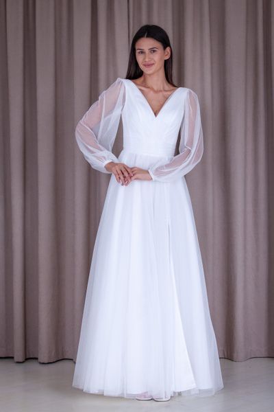 Floor Length V-Neck Chiffon Maxi Dress (XXL/XXXL, off white)