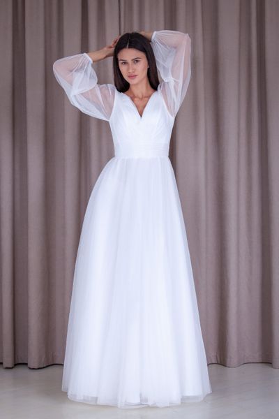Floor Length V-Neck Chiffon Maxi Dress (XXL/XXXL, off white)