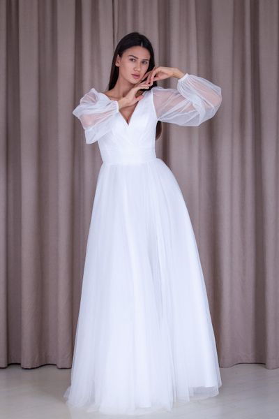 Floor Length V-Neck Chiffon Maxi Dress (XXL/XXXL, off white)