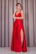 Elegant red satin dress with a slit (L, red)