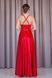 Elegant red satin dress with a slit (L, red)