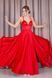Elegant red satin dress with a slit (L, red)