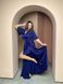 Blue Silk Evening Dress: Plain Patterned A-Line Maxi with Short Sleeves for Prom or Wedding Guest (XL, blue)