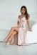 Satin A-Line Maxi Dress with V-Neck and Side Slit (L, beige)