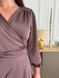 Silk Wrap i Dress with 3/4 Sleeves - Ideal forl Parties and Wedding Guests cappuccino color (L/XL, coffee)