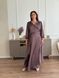 Silk Wrap i Dress with 3/4 Sleeves - Ideal forl Parties and Wedding Guests cappuccino color (L/XL, coffee)