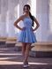 Light Blue Women's Prom Strap Dress With Belt (S, light blue)