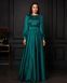 Long emerald silk evening A-line dress (M, emerald green)