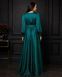 Long emerald silk evening A-line dress (M, emerald green)