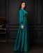Long emerald silk evening A-line dress (M, emerald green)
