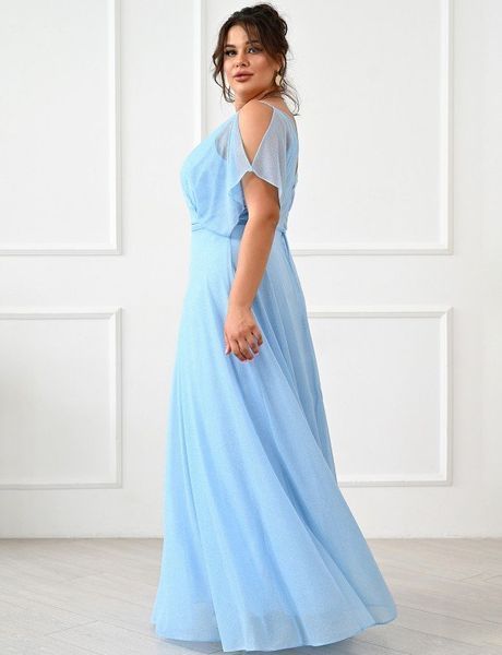 Вечірня блискуча шифонова сукня блакитного кольору (XL/XXL, Блакитний) FFU-40-372-529 фото Вечірня блискуча шифонова сукня блакитного кольору (XL/XXL, Блакитний) FFU-40-372-529 фото