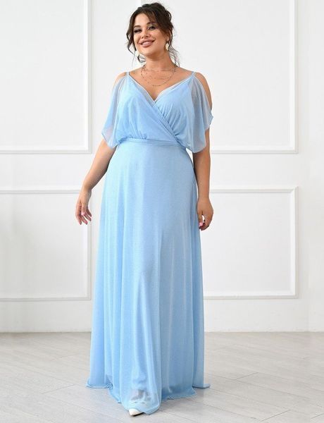 Вечірня блискуча шифонова сукня блакитного кольору (XL/XXL, Блакитний) FFU-40-372-529 фото Вечірня блискуча шифонова сукня блакитного кольору (XL/XXL, Блакитний) FFU-40-372-529 фото