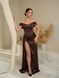 Elegant evening corset dress in brown color (L/XL, brown)