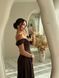Elegant evening corset dress in brown color (L/XL, brown)