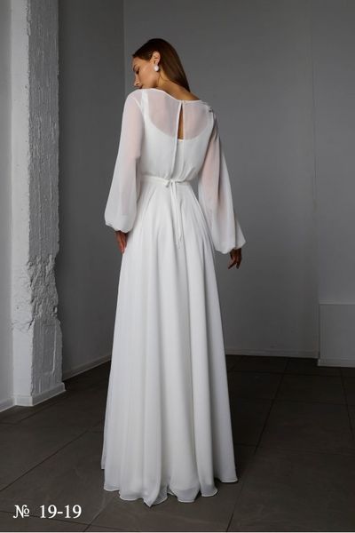 Довга класична біла сукня з рукавами (5XL, Білий) LOL-40-449-492 фото