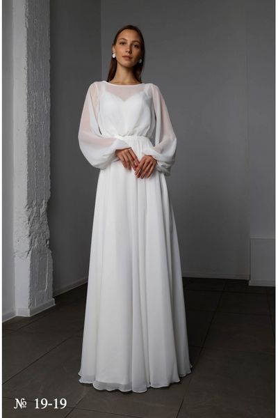 Довга класична біла сукня з рукавами (5XL, Білий) LOL-40-449-492 фото