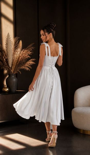 White corset skirt set: corset with cups and satin skirt (S, white)