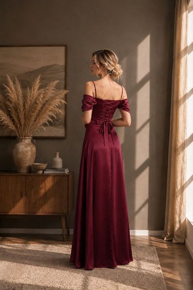 Burgundy Satin Spaghetti Strap Maxi", "Square Neck Burgundy A-Line Evening Dress", "Fit & Flare Burgundy Satin Maxi Gown (S, burgundy)