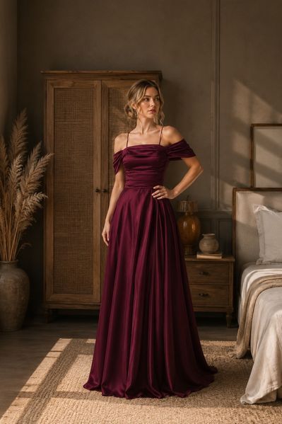 Burgundy Satin Spaghetti Strap Maxi", "Square Neck Burgundy A-Line Evening Dress", "Fit & Flare Burgundy Satin Maxi Gown (S, burgundy)