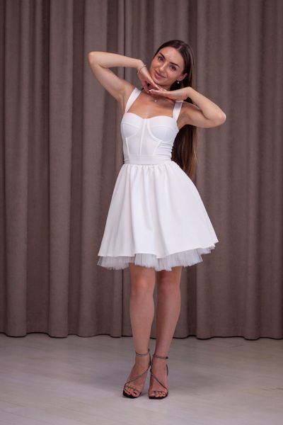White A-line Short Cocktail Dress (XS, white)