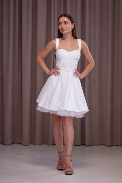 White A-line Short Cocktail Dress (XS, white)