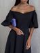 Elegant Black Cocktail A Line Midi Dress with Lantern Sleeves (XL, black)