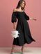 Elegant Black Cocktail A Line Midi Dress with Lantern Sleeves (XL, black)