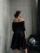 Elegant Black Cocktail A Line Midi Dress with Lantern Sleeves (XL, black)