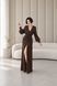 Women's Long Brown Satin Dress (XL, chocolate)