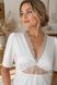 White silk midi dress with short sleeves and V-neck (XS, white)