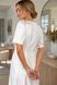 White silk midi dress with short sleeves and V-neck (XS, white)
