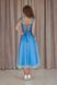 Women's light blue corset dress below the knee (XS, blue)