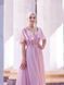Long, powder-colored chiffon evening dress with short sleeves (XL/XXL, pastel pink)