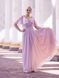 Long, powder-colored chiffon evening dress with short sleeves (XL/XXL, pastel pink)