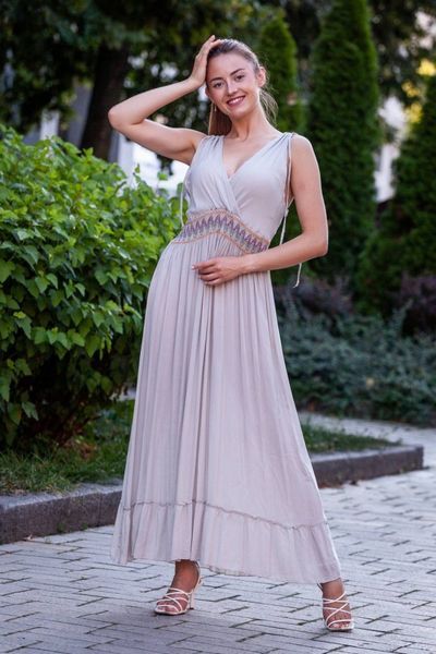 Cotton A-line summer dress with thin straps (M/L, grey)