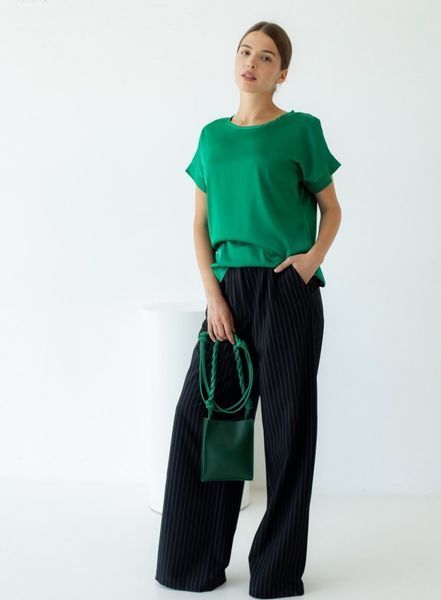 Chic green silk T-shirt (L, green)