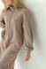 Warm beige dress with a high neck (L, beige)