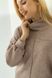 Warm beige dress with a high neck (L, beige)