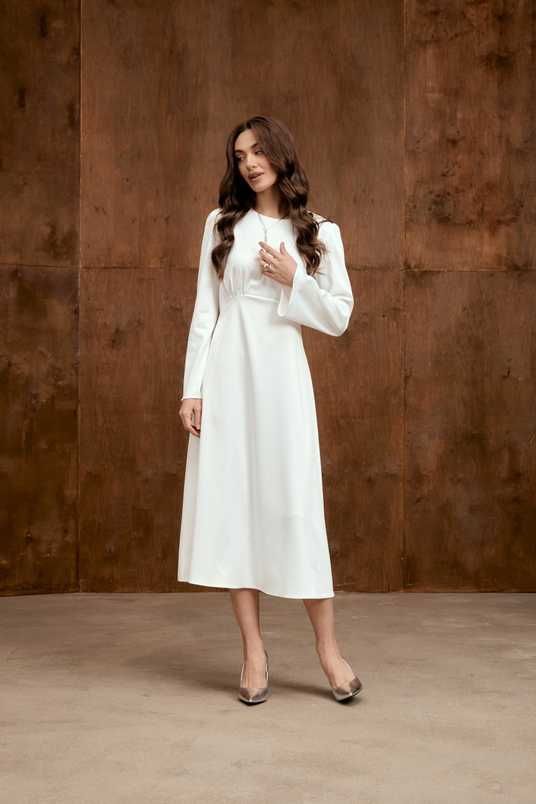 White Long Sleeve A-Line Cocktail Dress