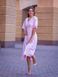 Floral Pink A-Line V-Neck Midi Dress with Short Sleeves (XL, white)