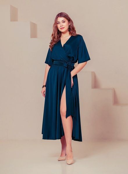 Шовкова коктейльна зелена сукня міді (XXL, Зелений) DEV-40-285-482 фото