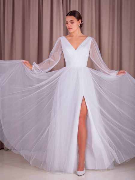 Floor Length V-Neck Chiffon Maxi Dress (XL/XXL, off white)
