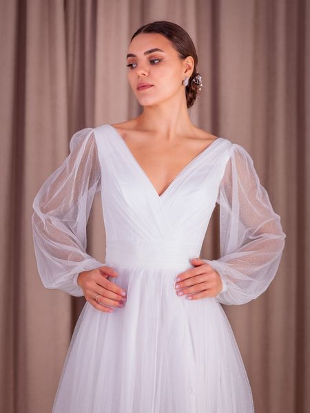 Floor Length V-Neck Chiffon Maxi Dress (XL/XXL, off white)