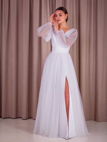 Floor Length V-Neck Chiffon Maxi Dress (XL/XXL, off white)