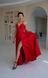 Gorgeous A-Line Satin Maxi Dress with Side Slit (M, red)