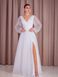 Floor Length V-Neck Chiffon Maxi Dress (XL/XXL, off white)