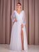 Floor Length V-Neck Chiffon Maxi Dress (XL/XXL, off white)