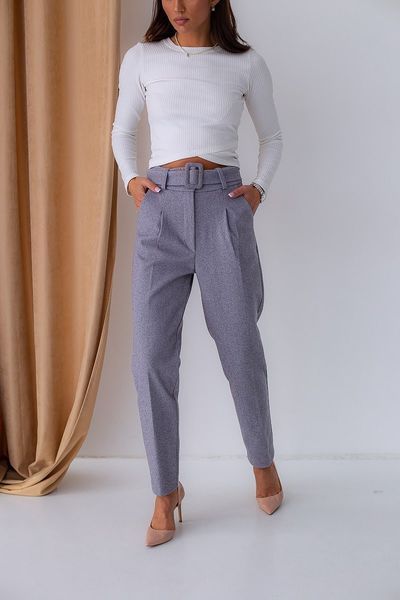 Warm gray classic pants (L, grey)