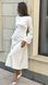 White Midi Cocktail Dress with Empire Waist and Bell Sleeves (L, white)
